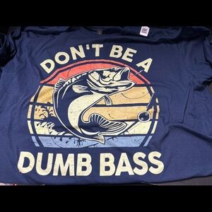 Gildan Navy Blue Graphic Tee with Fish Design